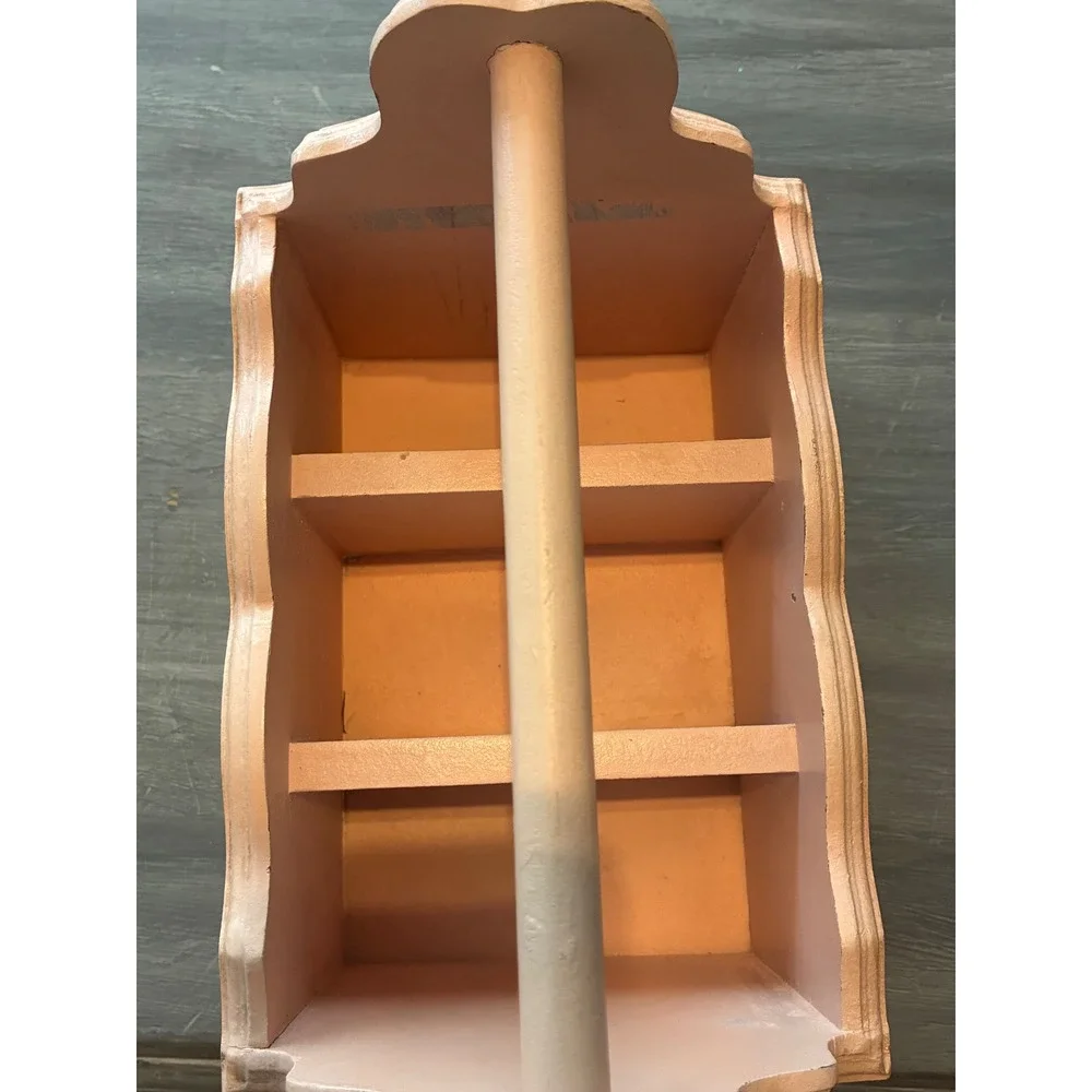 Vintage Pink Wooden Nursery Caddy This Little Piggy Storage Tote Scalloped Edge